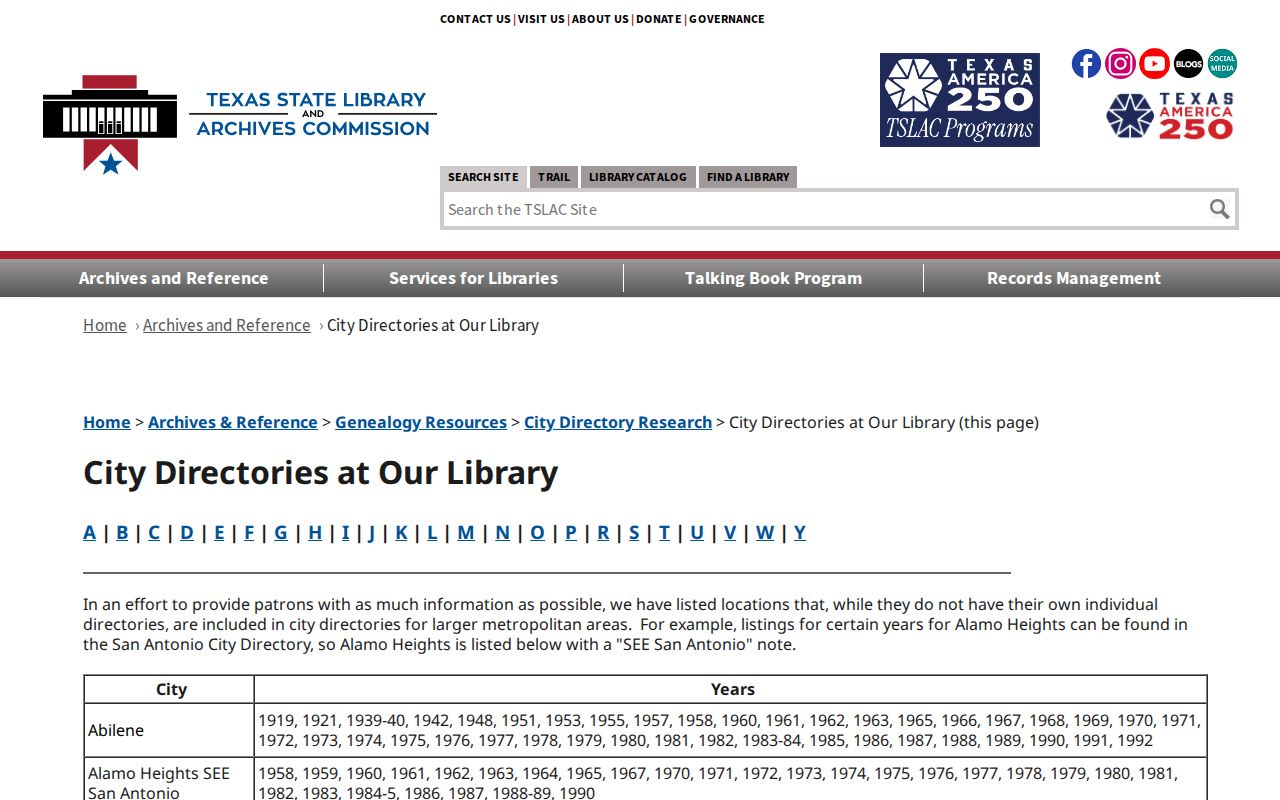 Ennis city directory TSLAC holdings for residents directory research