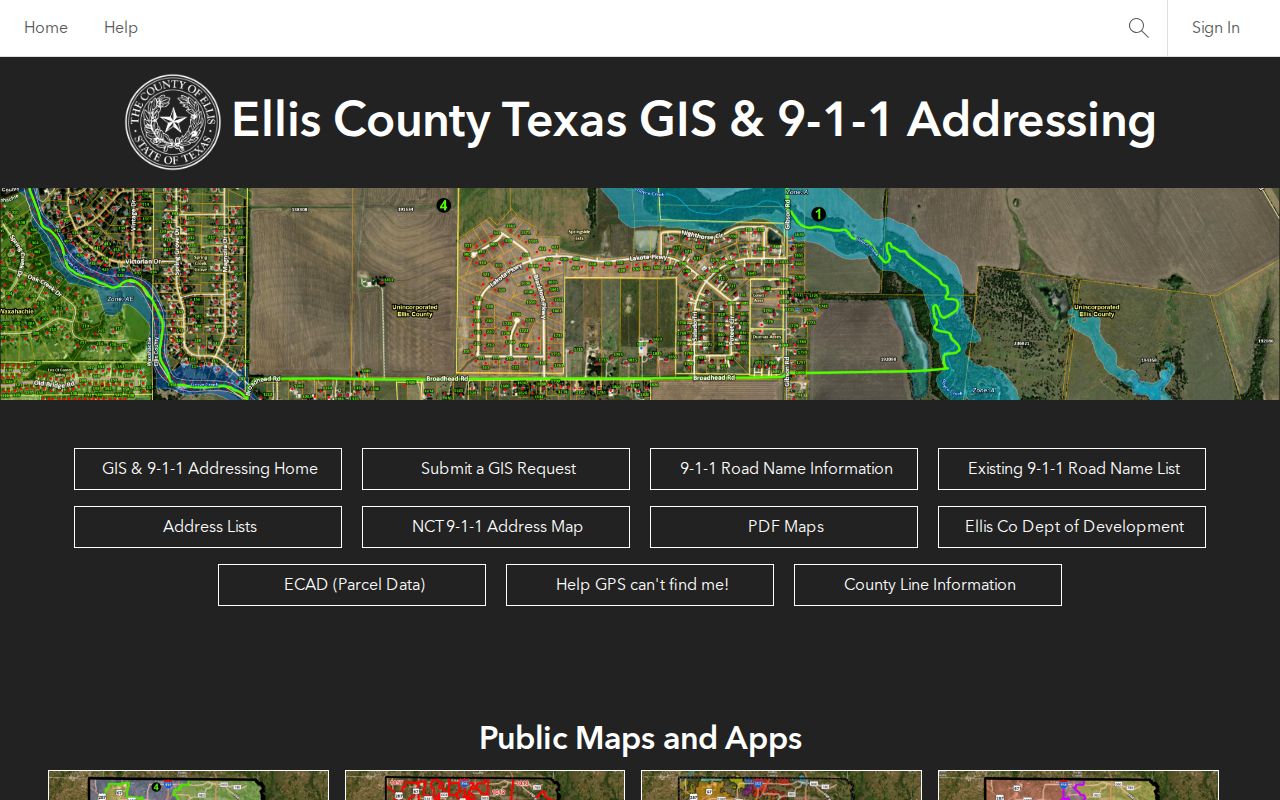 Ennis street directory Ellis County GIS parcel viewer